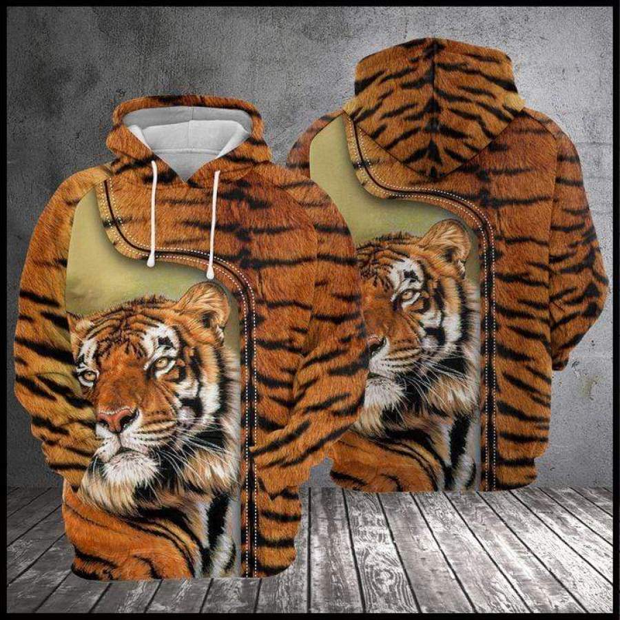 Amazing Tiger Leather Pattern Hoodie 3D All Over Print