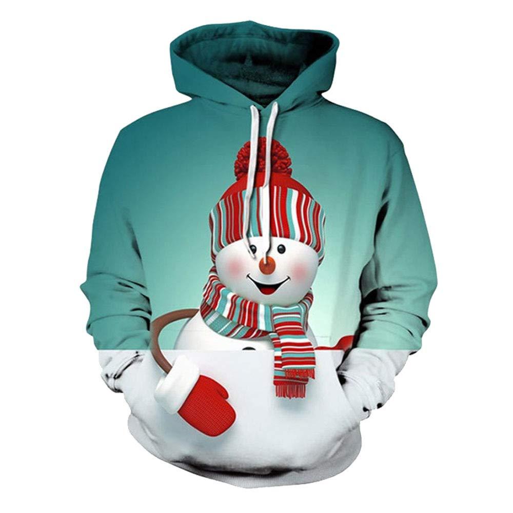 Carprinass Unisex Christmas Hoodie Sweatshirts Casual Printed Kangroo Pocket Pullover Snow