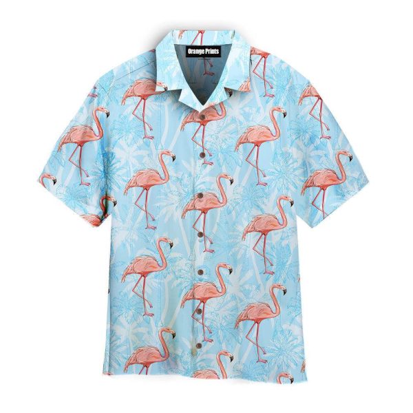 Flamingo On Blue Tropical Pattern Hawaii Shirt For Men Women Ha9050