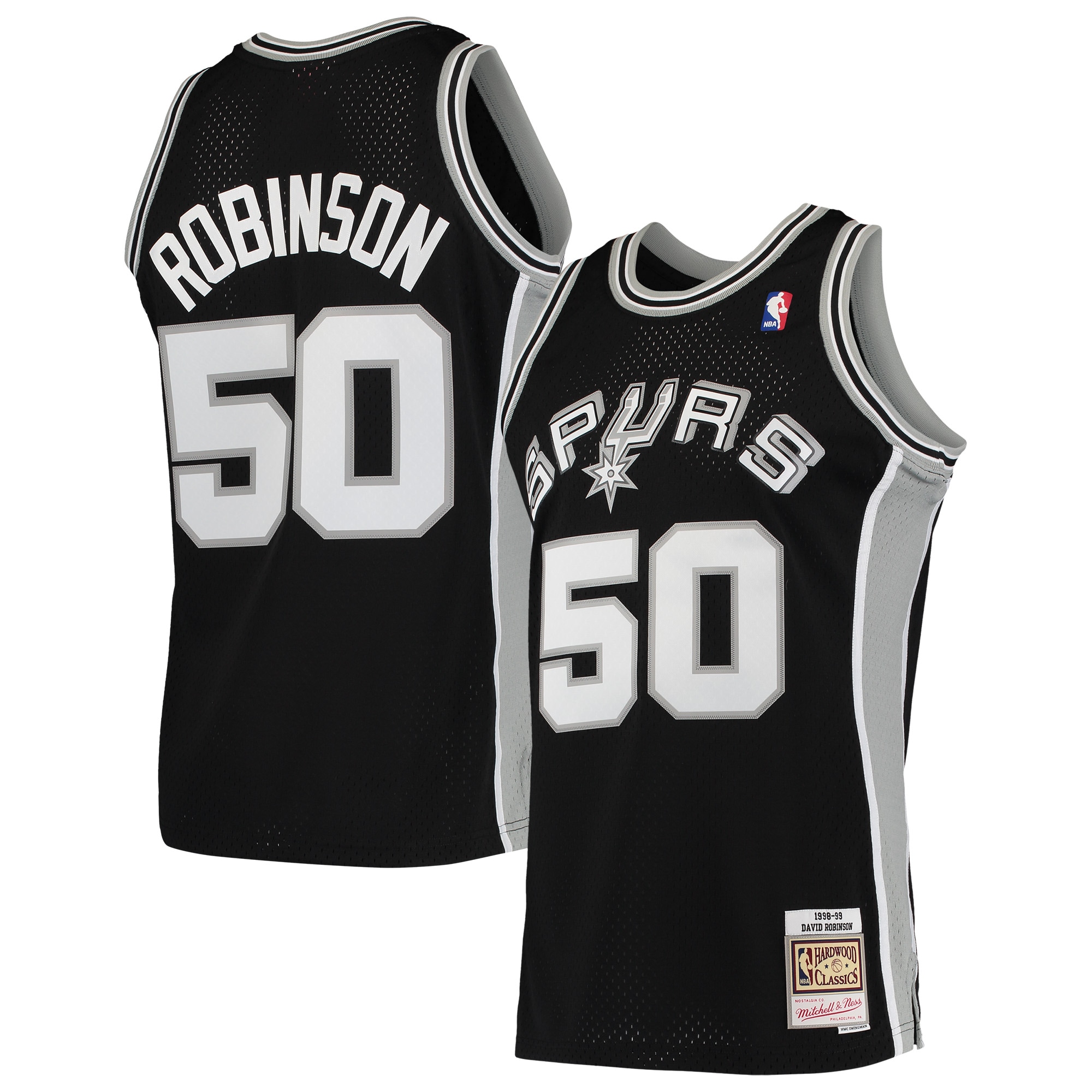 Men's Mitchell & Ness David Robinson Black San Antonio Spurs Hardwood Classics 1998-99 Swingman Jersey