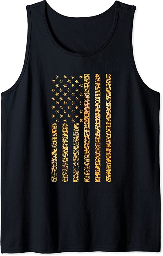 American Flag US Leopard Print Pattern Cool Patriotic Gifts Tank Top