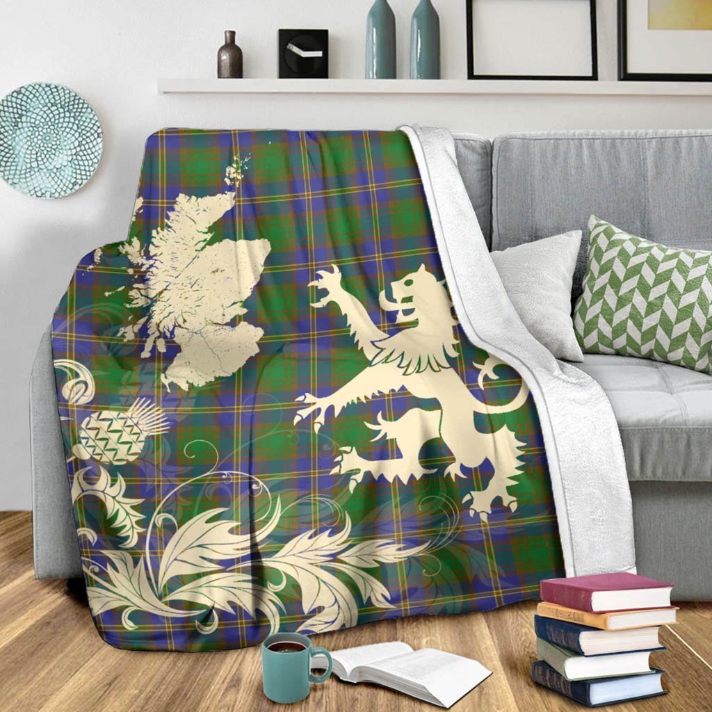 Tartan Blanket Strange Of Balkaskie Tartan Scotland Lion Thistle Map Plaid Blanket