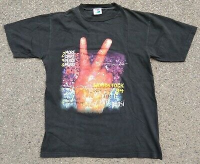 Vintage Rare Woodstock 1994 Pepsi Rock Tour T-shirt Metallica The Cash Rhcp Etc 6753