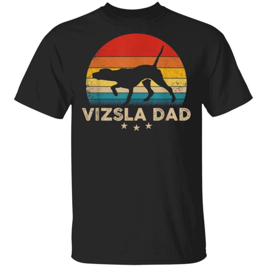 Mens Vintage Vizsla Dad Silhouette Retro Sunset TShirt