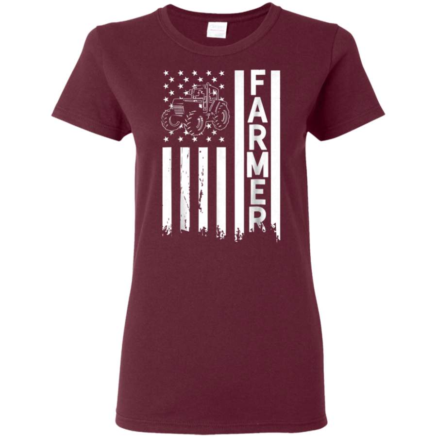 AGR American Flag Farmer T-Shirt Farming 4th July Tractor Gift