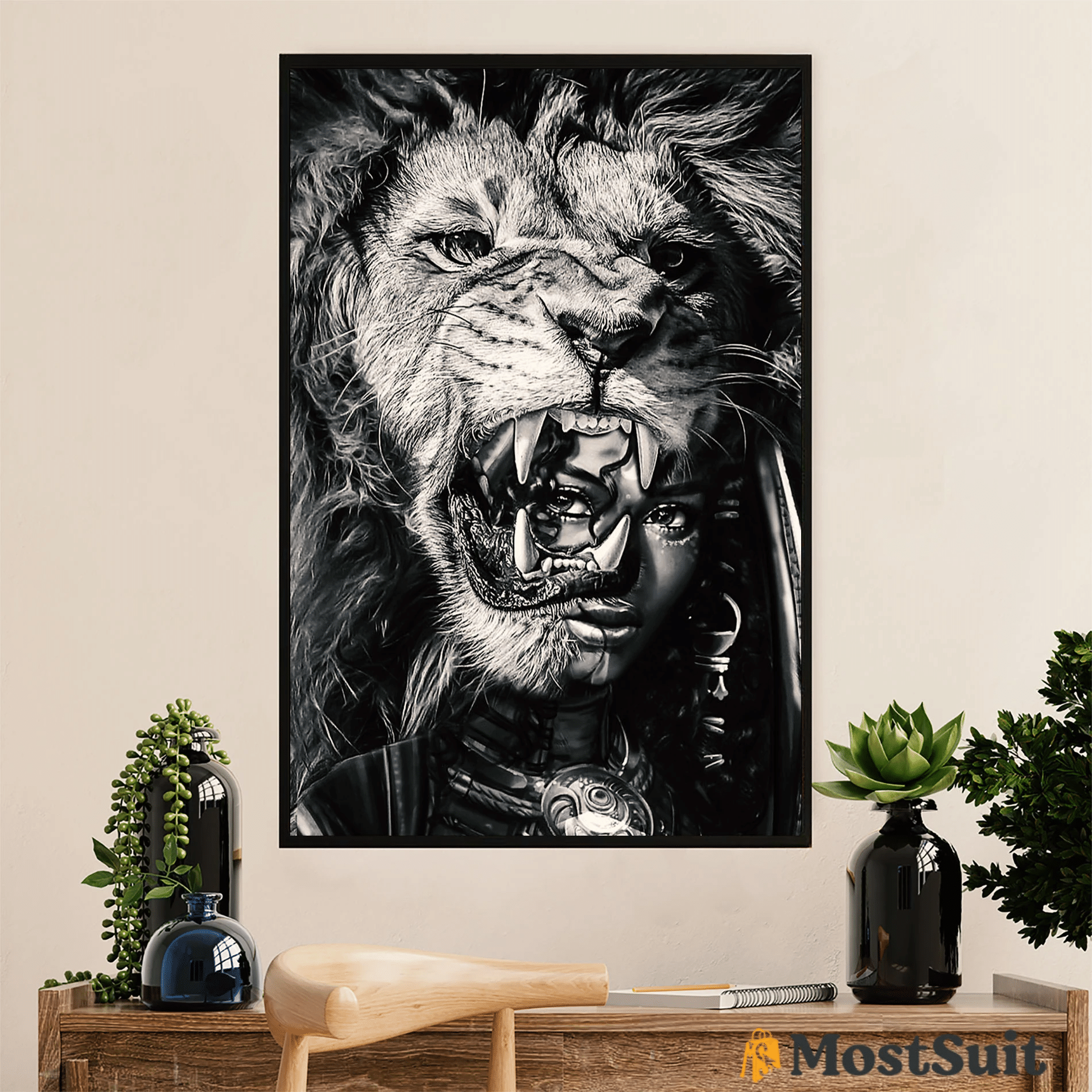 Black Woman Tiger Lion Poster Canvas African American Afro – Gift For Black Girl Juneteenth Day Evg81980