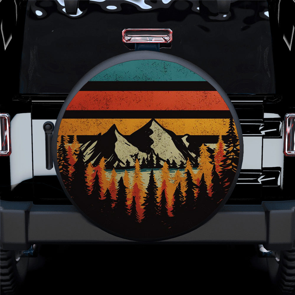 Vintage Mountain Jeep Car Spare Tire Cover Gift For Campers