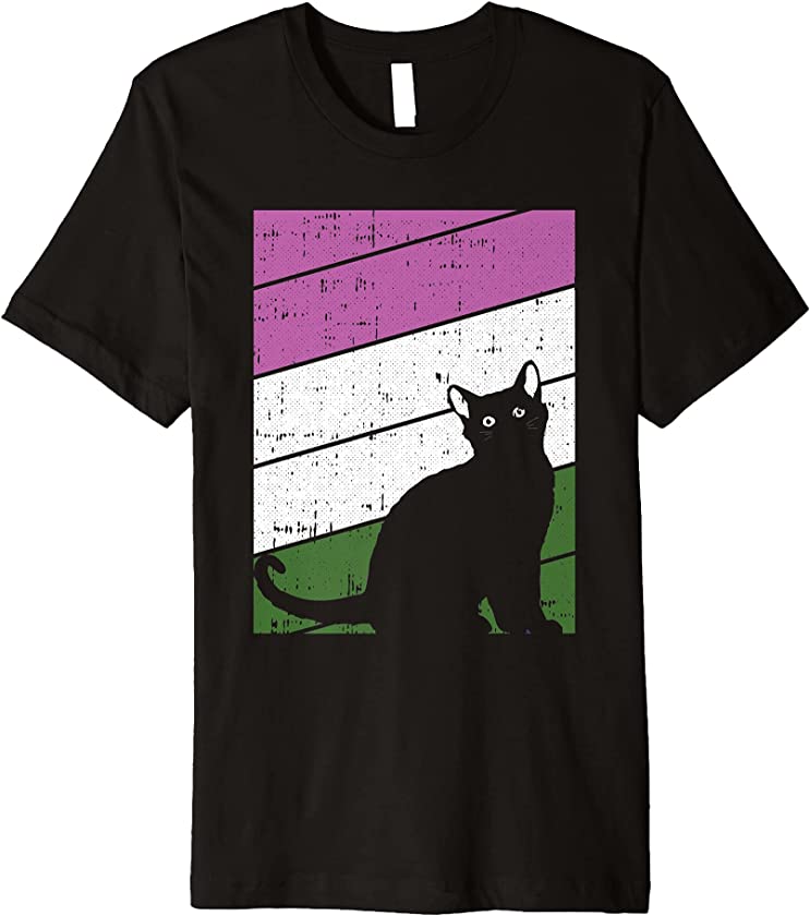 Black Cat Gender-queer Pride Kitten Lover LGBT-Q Proud Ally Premium T-Shirt