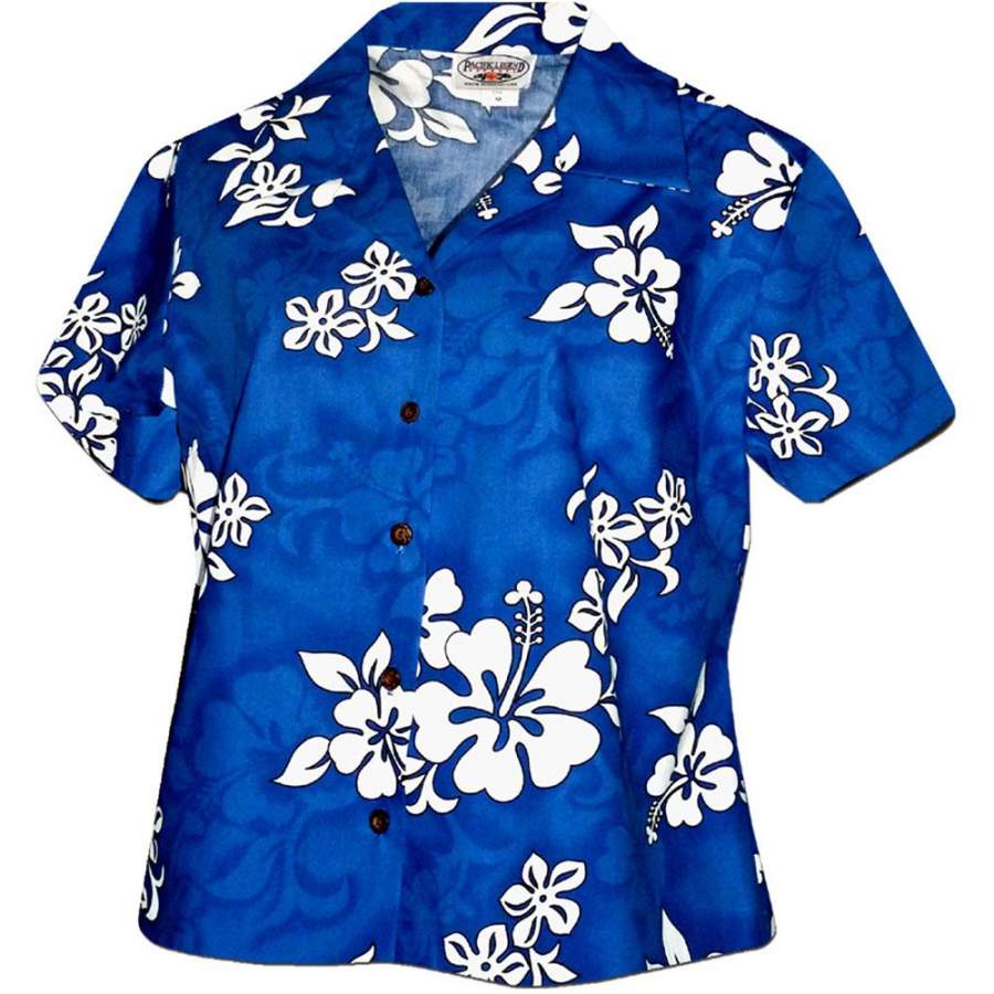 White Flower Blue Fitted Hawaii Shirt Ha68439