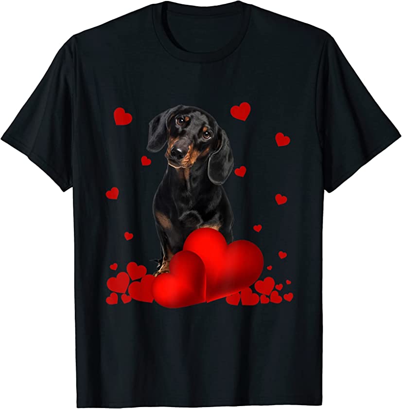 Valentines Day Love Hearts Dachshund Dog Puppy Lover T-Shirt