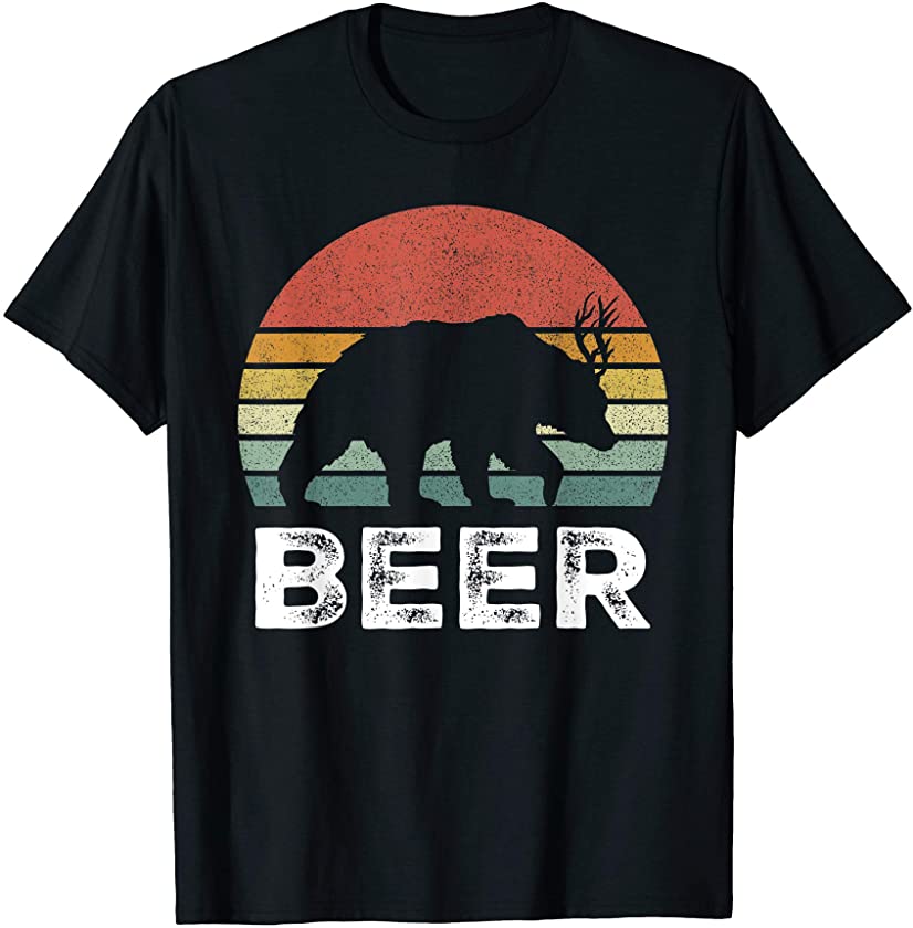 Retro Bear Deer Shirt Animal Lover Gifts Funny Beer Vintage T-Shirt