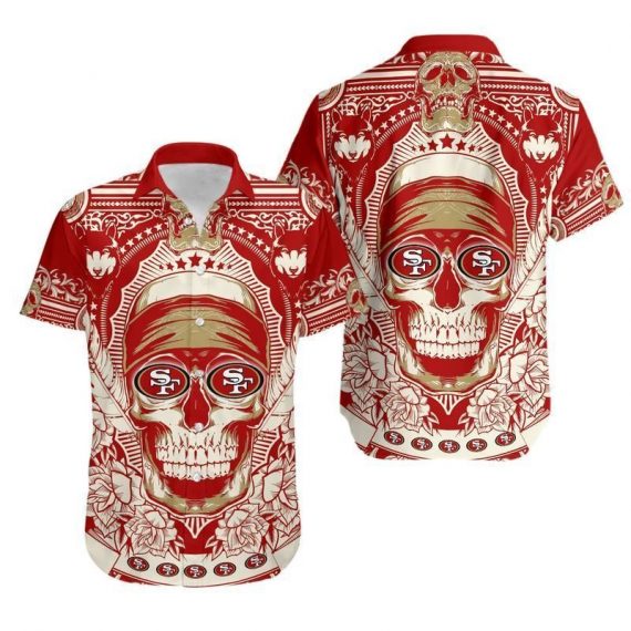 Gift For Husband Gift For Dad San Francisco 49Ers Skull Hawaiian Shirt Mh73