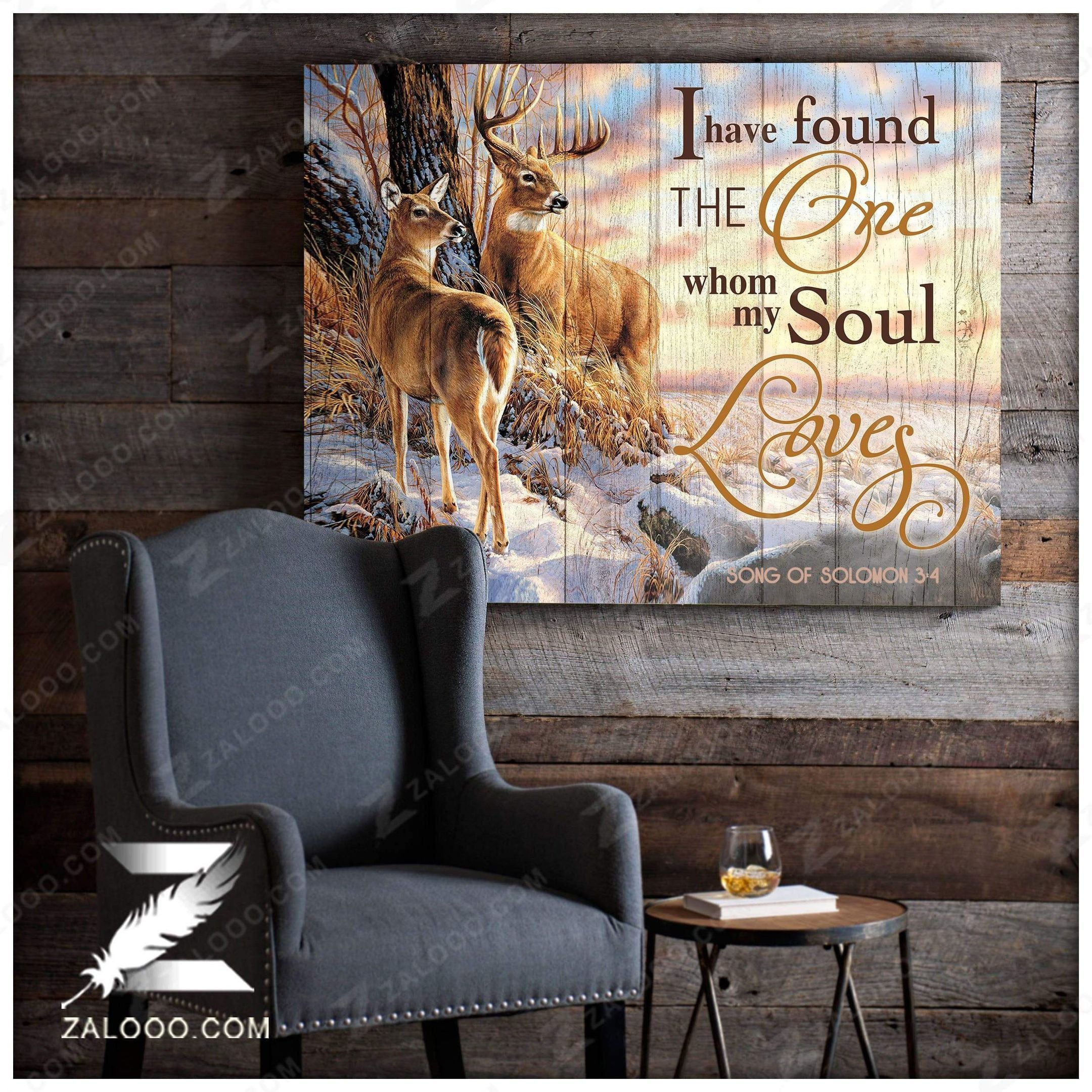 Canvas – Deer – I Have Found The One Who My Soul Loves Gift For Family, Wall Art Decor, Canvas Print, Home Decor