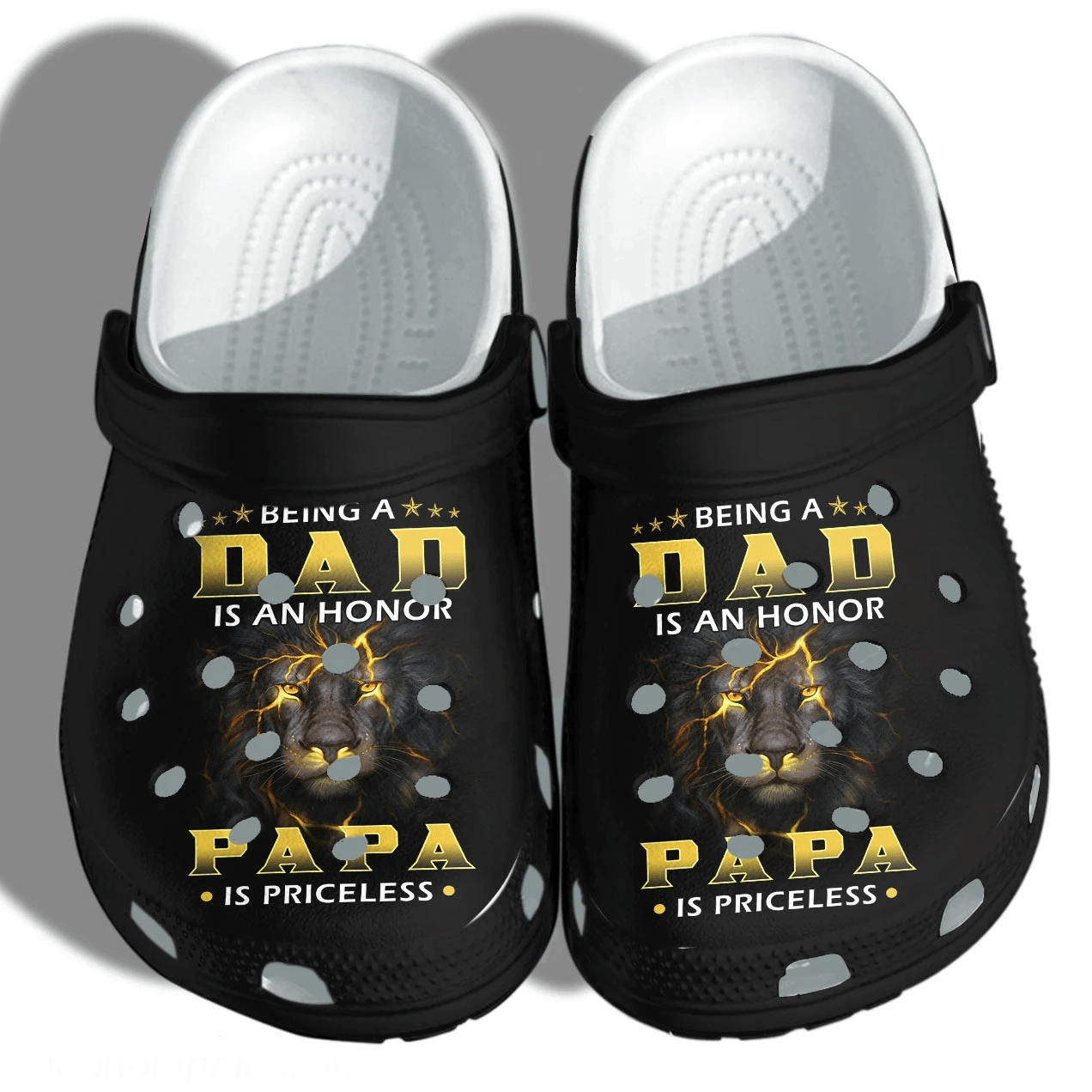 Black Lion Father Black King Shoes – Dad Honor Papa Priceless clog Shoes Fathers Day 2021