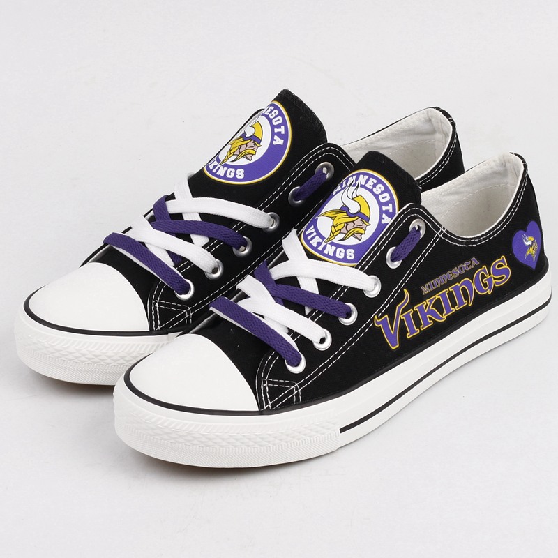 Minnesota Vikings Canvas Shoes Black Sneakers Style#2