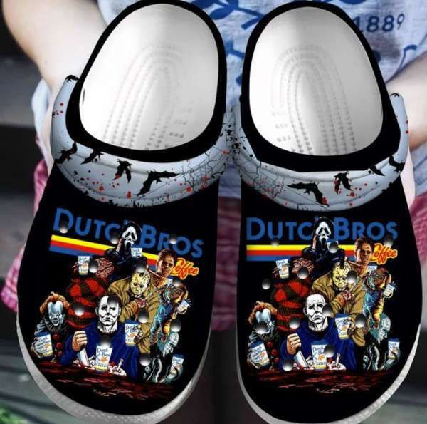 Horror Movie Characters Dutch Bros Coffee Crocs Clog Shoes