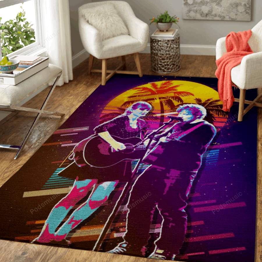 Taylor Swift and Ed Sheera – Artwork Music Synthwave 80S Art For Fans Area Rug Living Room Carpet Floor Decor