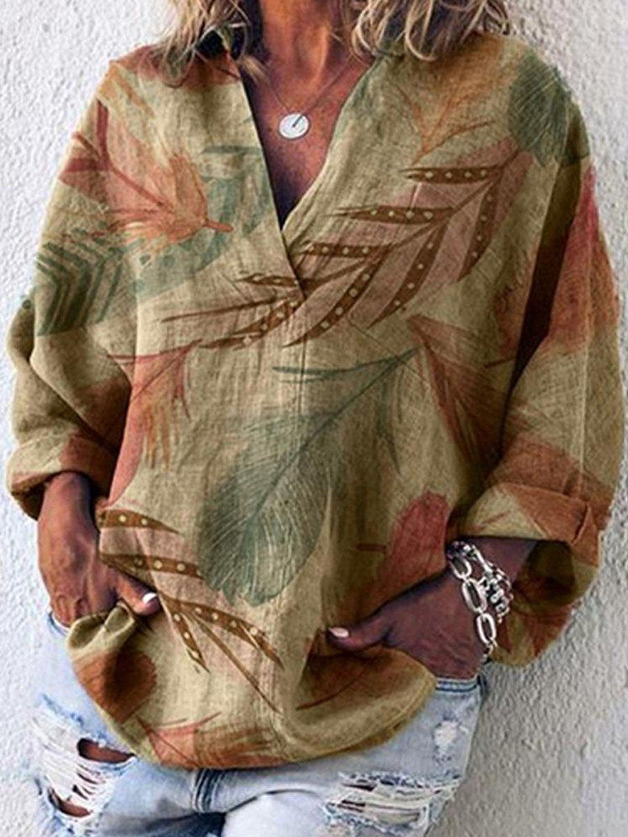 Women’S Floral Print Loose Long Sleeve Top