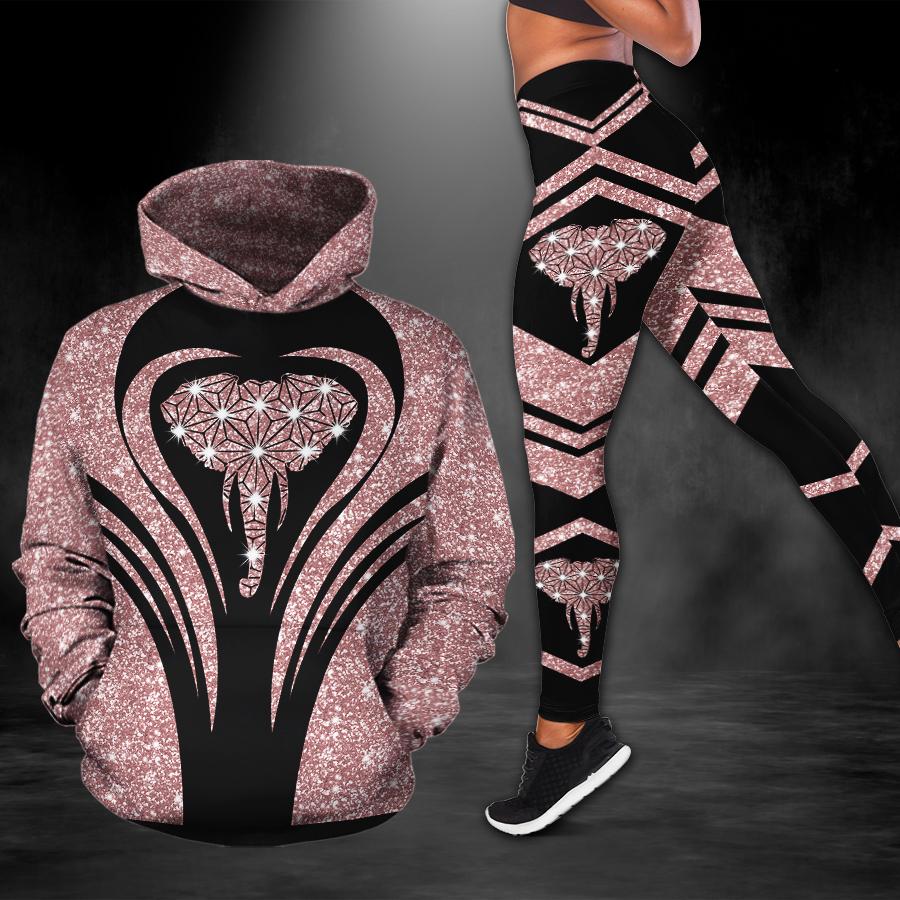 Pink Elephant Twinkle Combo Hoodie & Legging