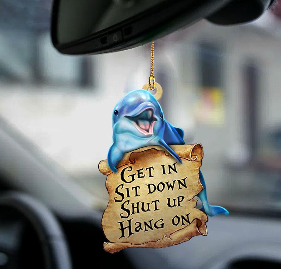 Fun Car Decor Dolphin Get In Sit Down 2 Sides Ornament