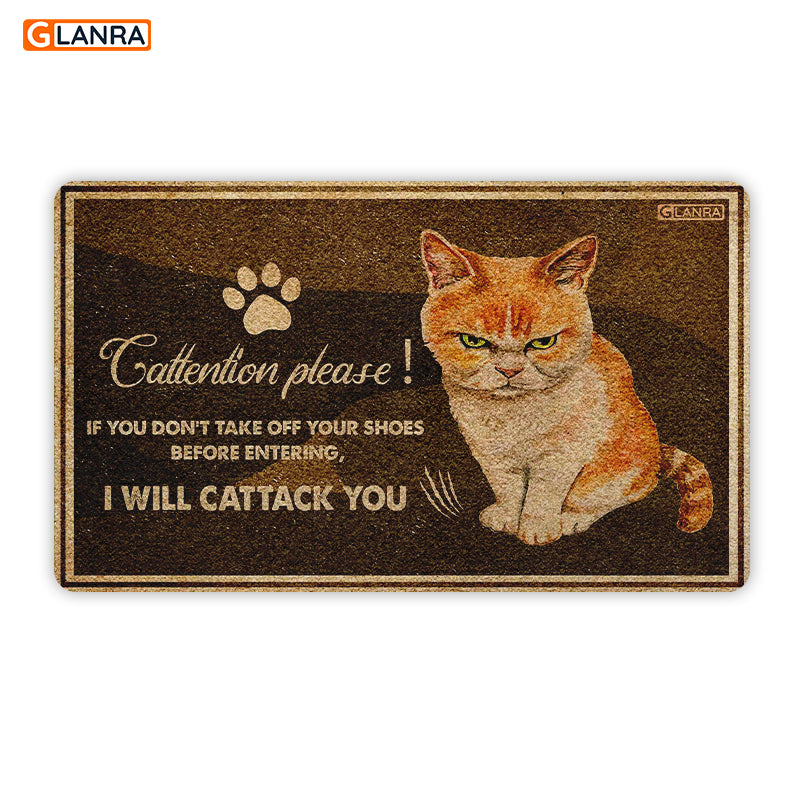 Cattention Please If You Don’T Take Off Your Shoes Doormat, Cat Doormat, Cute Cat Doormat, Cat Lover Doormat, Cat Home Doormat, Funny Cat Doormat