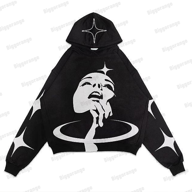 2022 Korean Y2k Printed Kawaii Clothes Hooded Sweater for Men and Women New Oversized Printed Long-sleeved Grunge Harajuku Tops alx