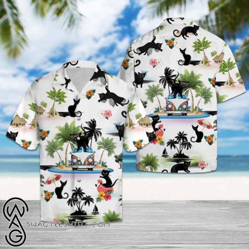 Beach hawaii black cat hawaiian shirt – Maria