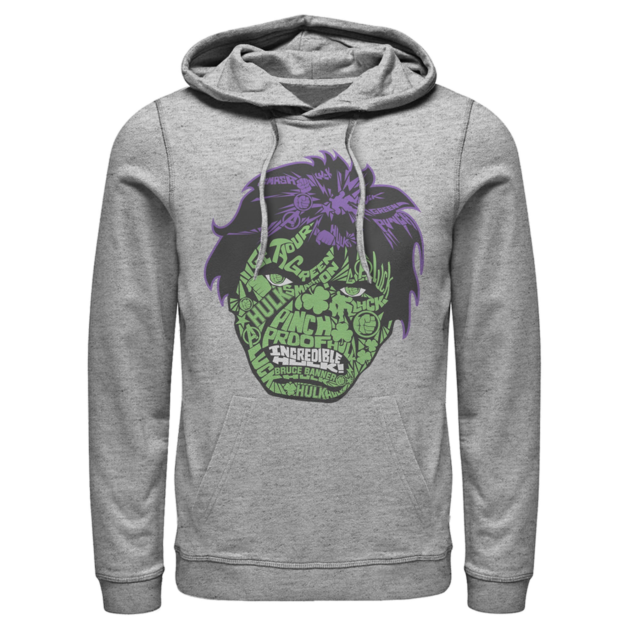 Men’S Marvel St. Patrick’S Day Hulk Face Pull Over Hoodie