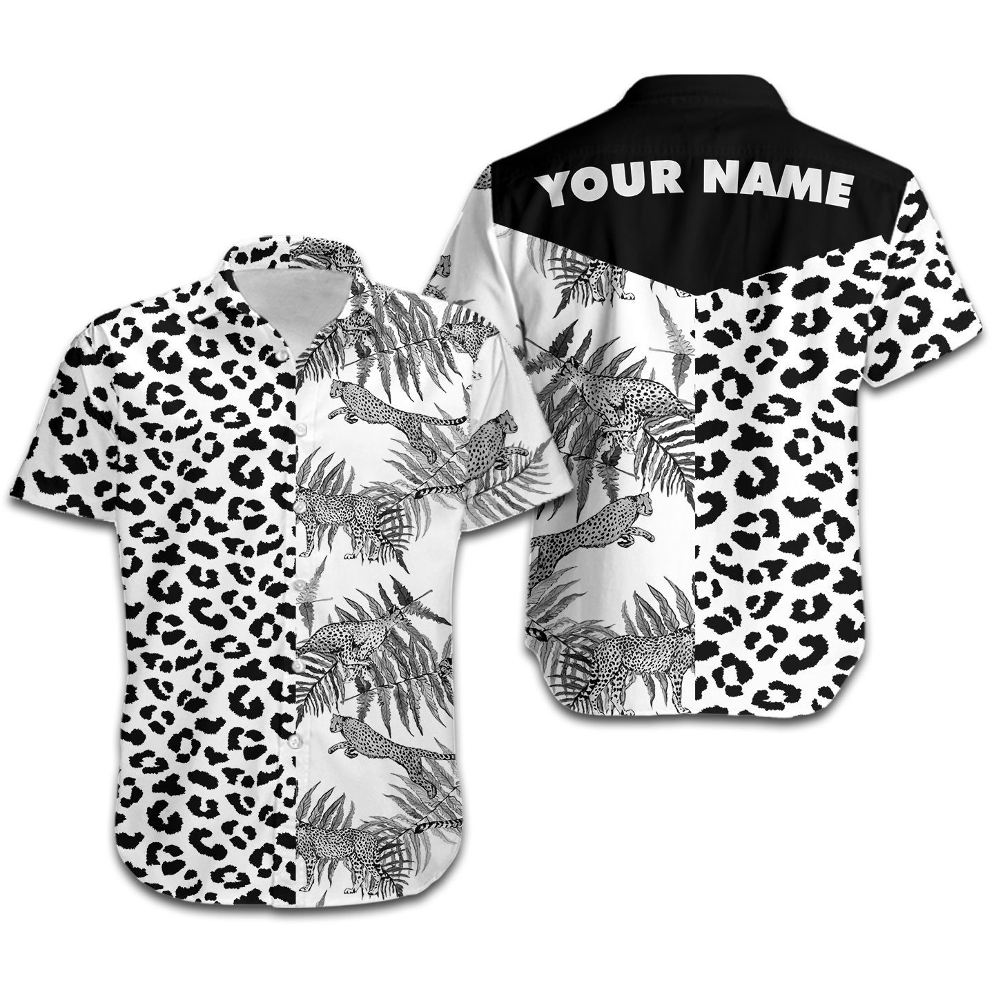 Beach Shirt Leopard Fur Custom Name Women Hawaiian Shirt For Animal Lovers