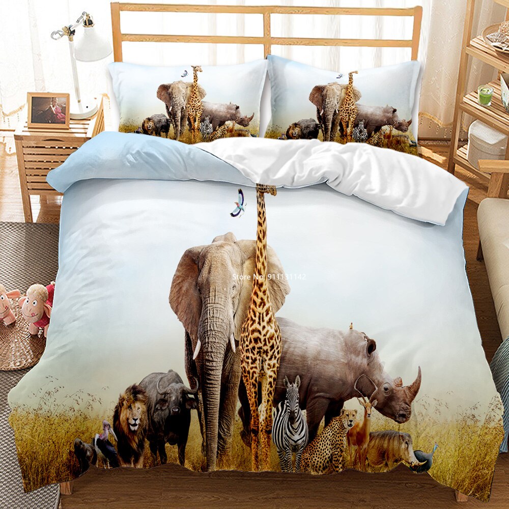 Wild Elephant Digital Print Bedding Set Down Quilt Cover Pillowcase Bedding Bedding Double Bed Full Queen Exquale Home Textil Duvet Covers