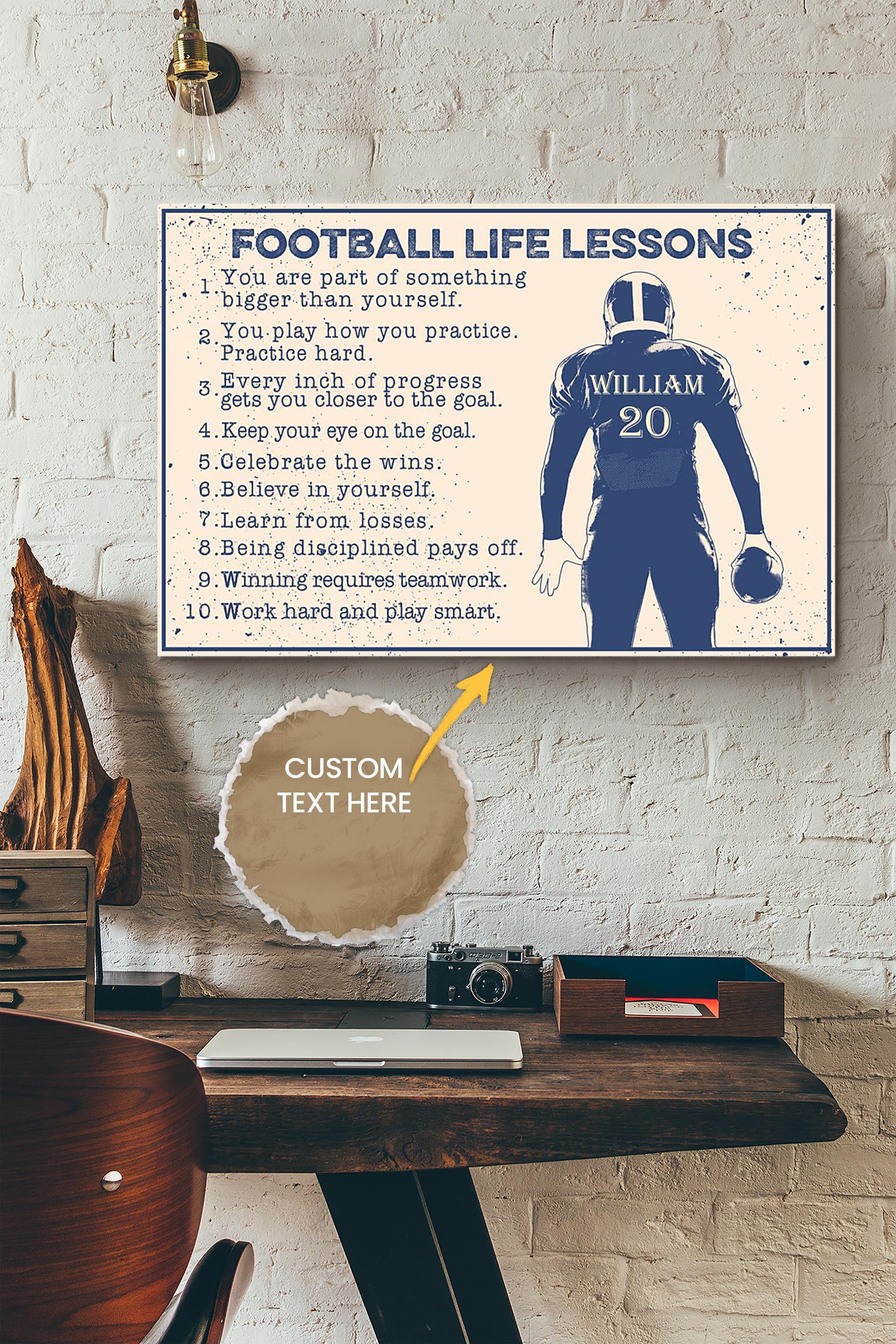 ShirtHome Gifts Fans Football Life Lessons Personalized Poster - Sport Wall Art - Gift For Footballer Football Lover Football Club Decor Wrapped Canvas