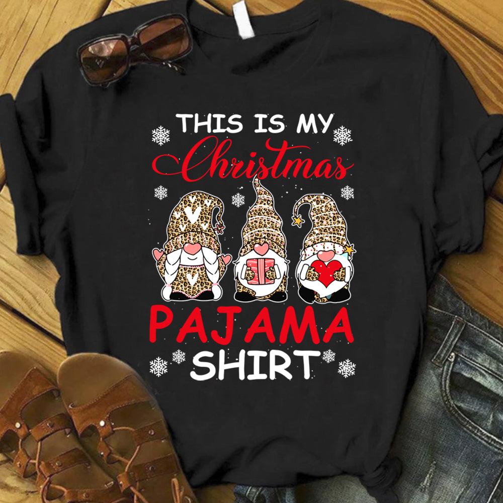 This Is My Christmas Pajama Xmas Leopard Gnome T Shirt