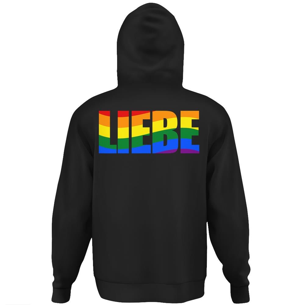 Liebe Love In German Lgbt Rainbow Pride Meme Hoodie Print On Back