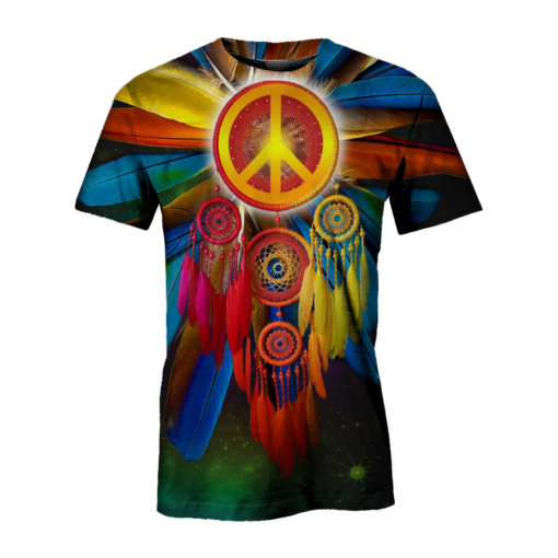 Hippie Dream Catcher Peace Sign 3D All Over Printed Shirts For Men And Women, Gift For Hippie Lover, Hippie Soul