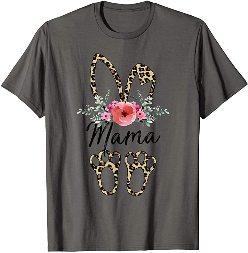 Mother’s Day Easter Shirt For Mama Leopard Bunny Floral T-Shirt