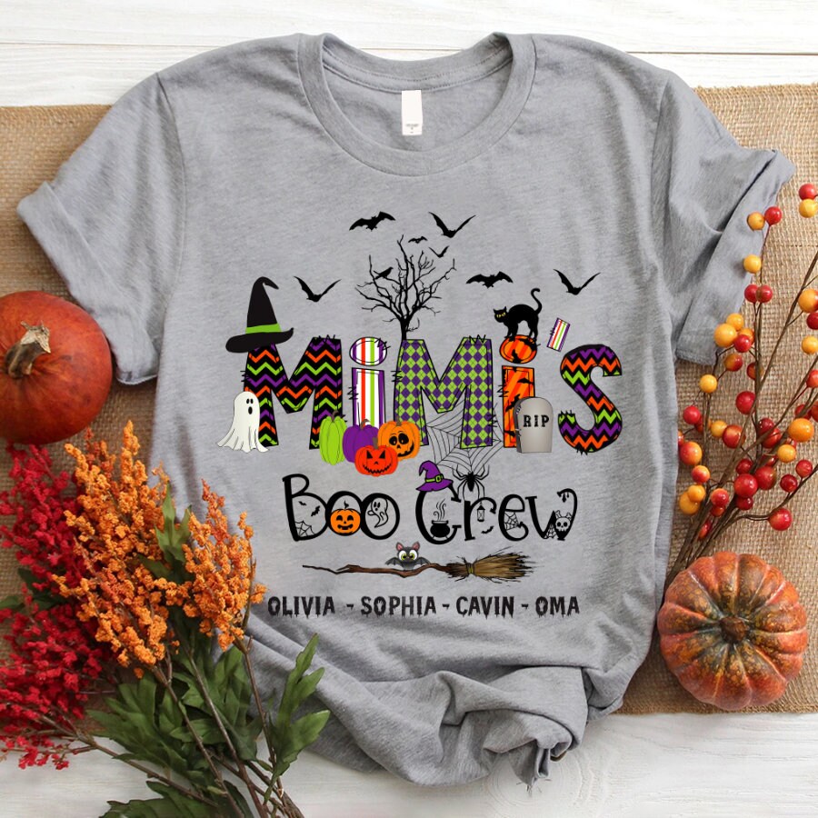 Personalized Mimi Halloween Shirt, Custom Nickname Nana Mimi Tee, Halloween Boo Crew with Kidnames, Mimi Spooky Halloween Shirt