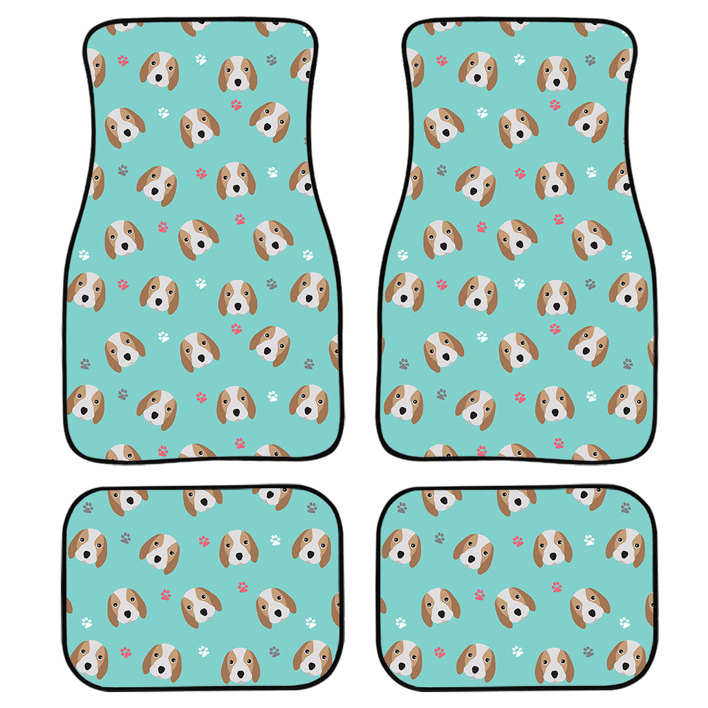 Adorable Beagle Puppy Pattern Print Front And Back Car Floor Mats