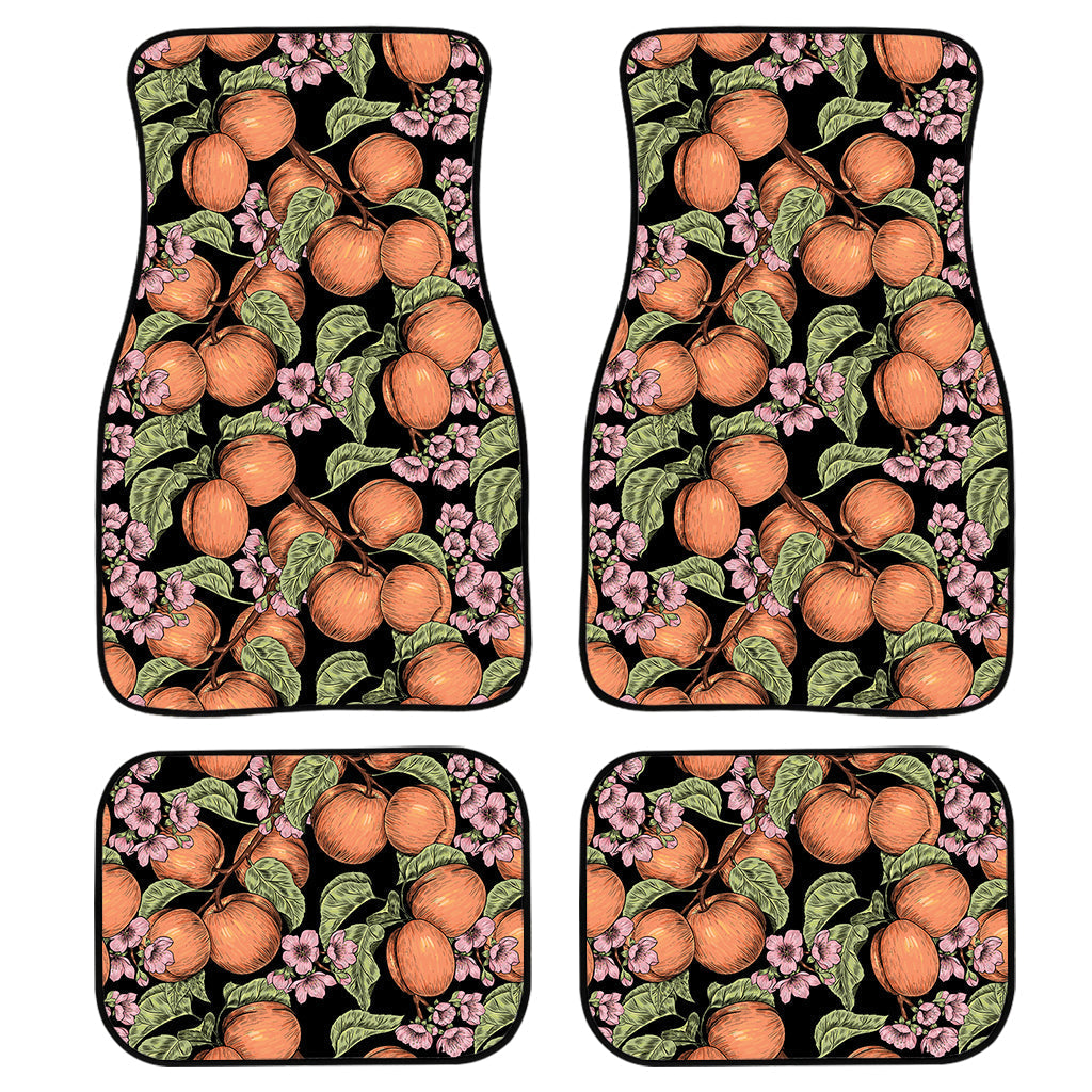 Apricot And Flower Pattern Print Front And Back Car Floor Mats, Front Car Mat