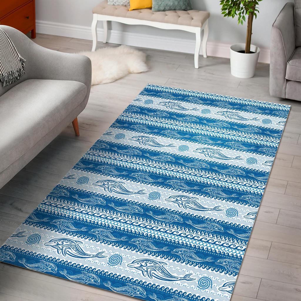 Dolphin Tribal Pattern background Area Rug