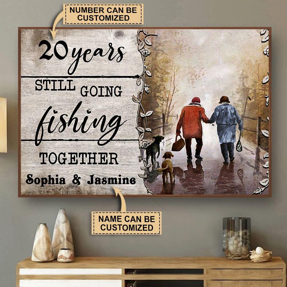 Aeticon Gifts Personalized Fishing Years Still Going Together Canvas Mom Dad Gift Home Decor