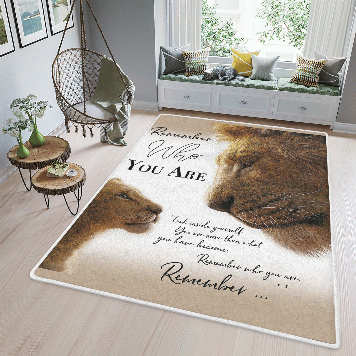 Wooni Remember Who You Are Remember, Lion Area Rug, Rectangle Rug Wn21032286