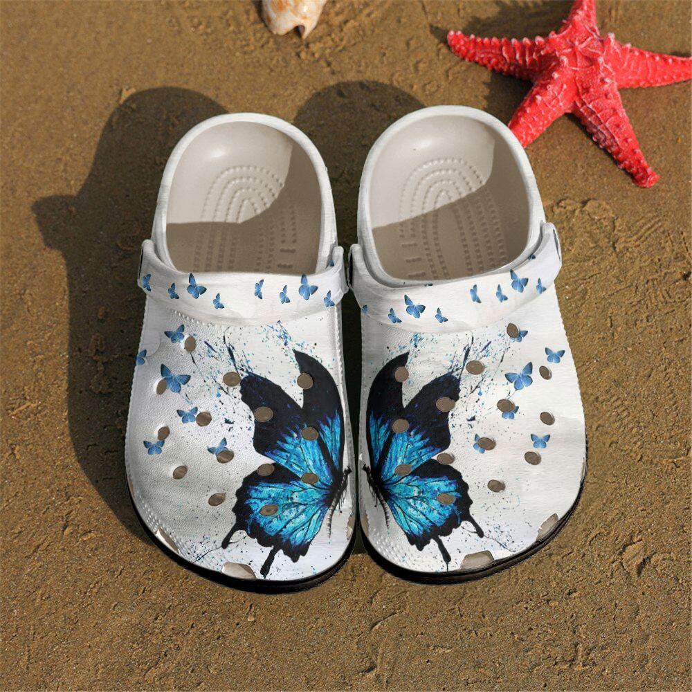 Butterfly Personalized Clog, Custom Name, Text, Color, Number Fashion Style For Women, Men, Kid, Print 3D Blue Butterfly