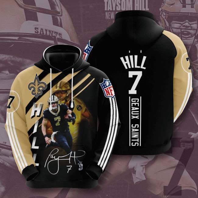 New Orleans Saints 7 Taysom Hill 13 Unisex 3D Hoodie Gift For Fans