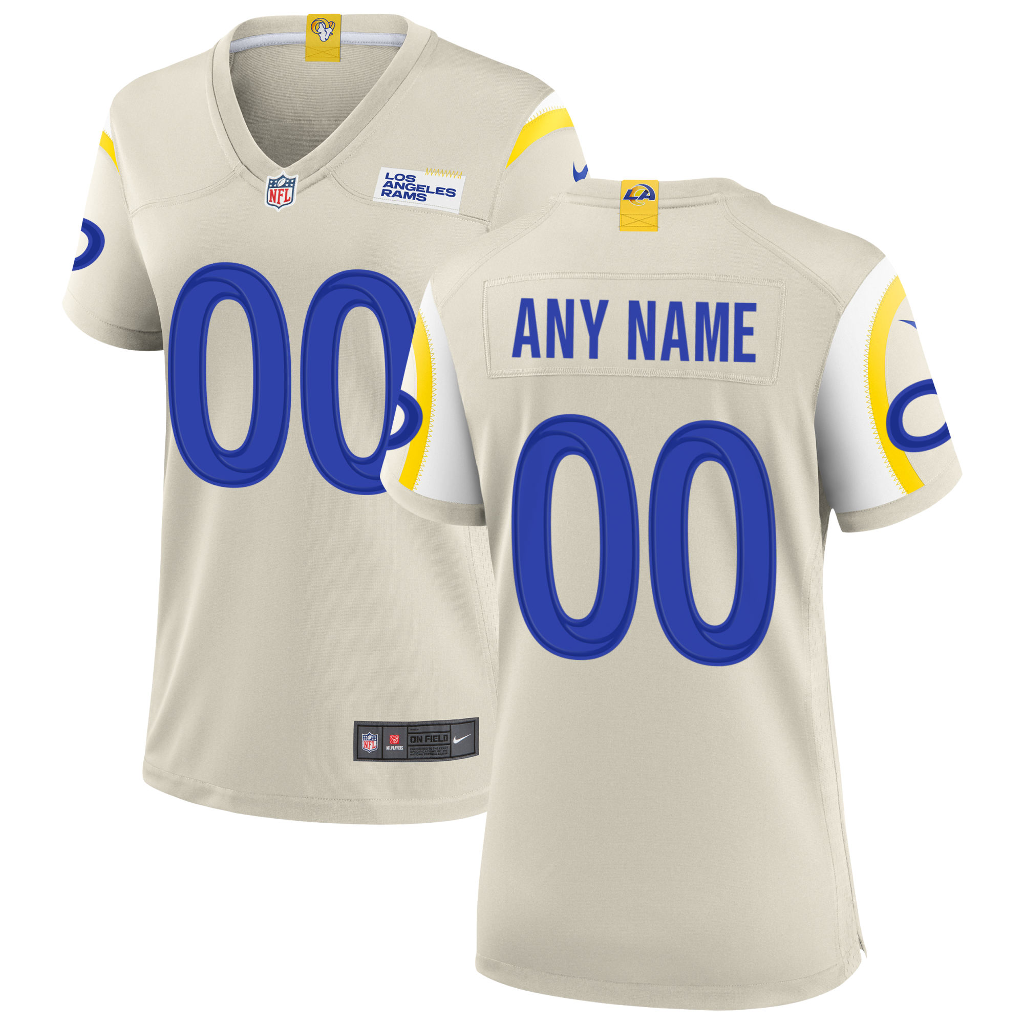 Women’s Los Angeles Rams Bone Custom Game Jersey