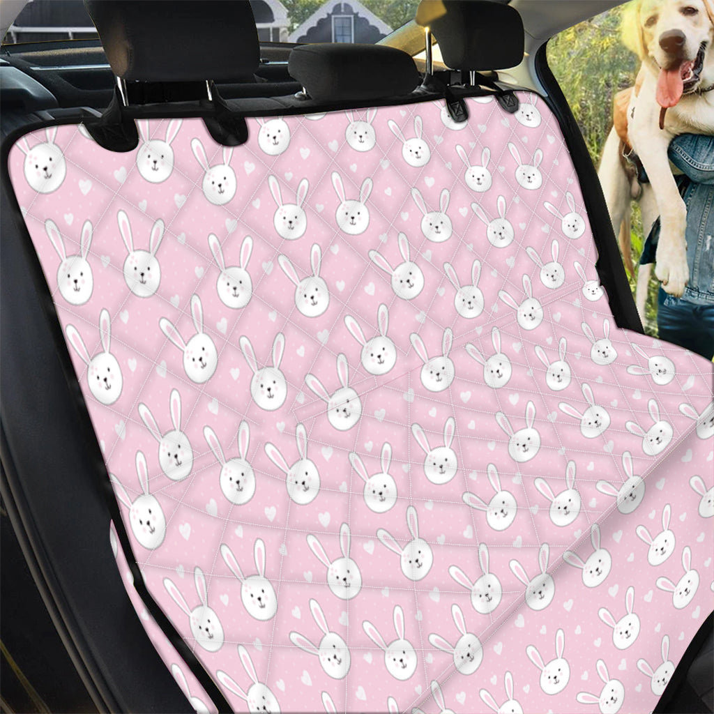 Pink Rabbit Pattern Print Pet Car Back Seat Cover