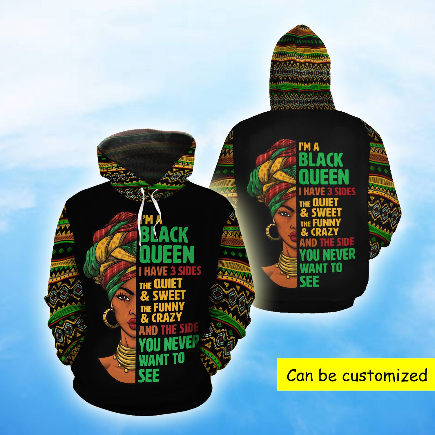 Black Queen Three Sides Of Me Hoodie | All Over Hoodie S – 5Xl