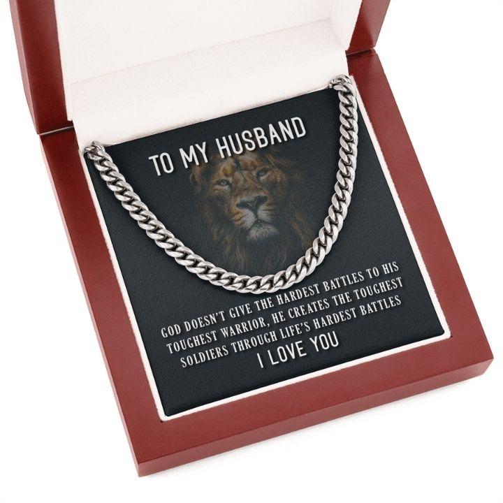 To My Husband Cuban Link Chain Necklace Gift