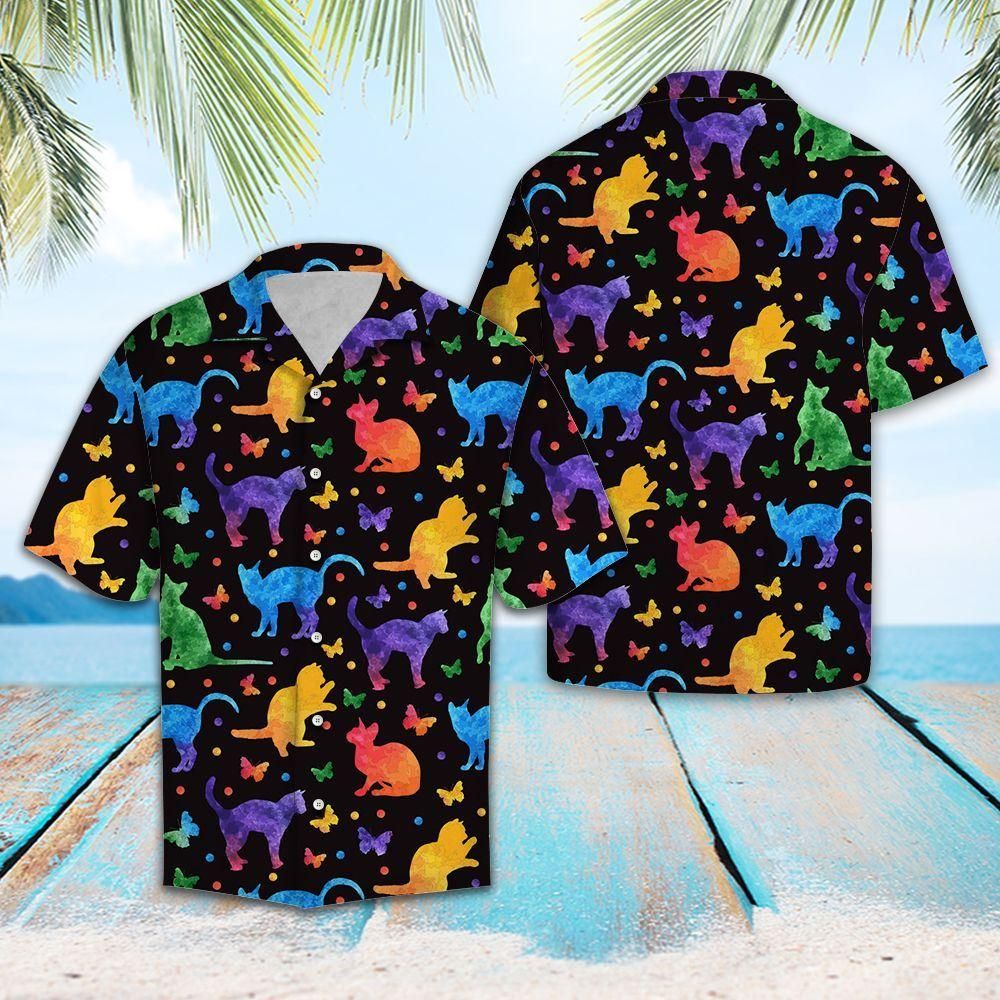 Colorful Cat Aloha Hawaii Shirt Short Sleeve Summer Beach Casual For Men And Women Ha101671