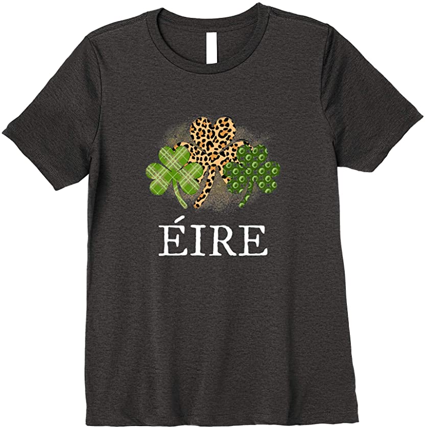 Womens Éire Ireland St. Patrick’s Day Leopard Print Irish Gaelic Premium T-Shirt