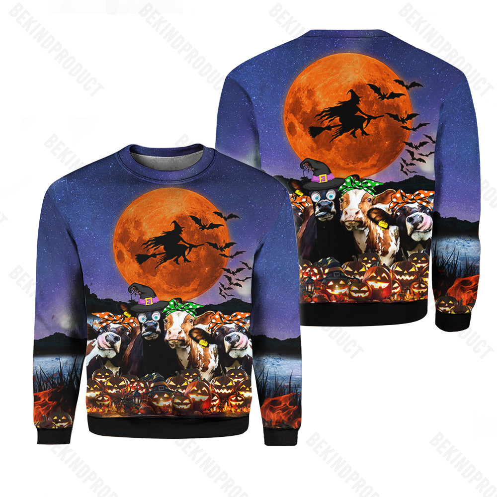 Cattle Lovers Halloween Crewneck Sweatshirt All Over Print Sweatshirt For Men & Women